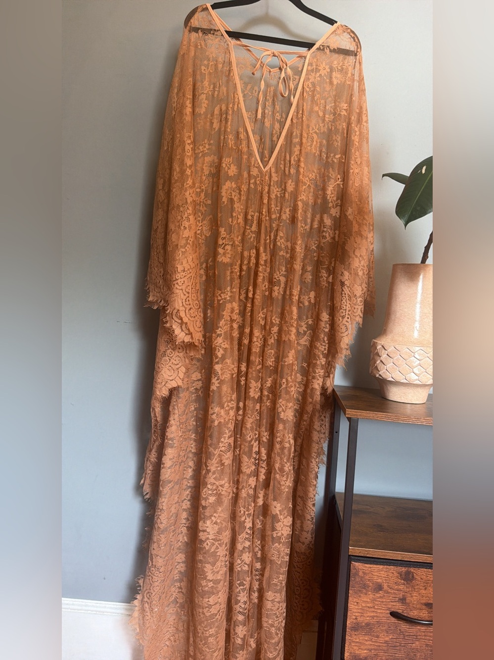 Floral Lace Maxi Kimono | Sheer  Lace Duster | Oversized Boho Kaftan | Long